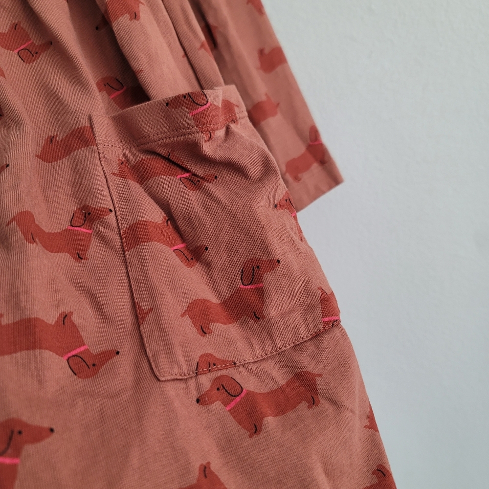 Hanna Andersson 6/7 Long Sleeve Playground Dress Wiener Dog Dachshund Brown - Picture 5 of 8